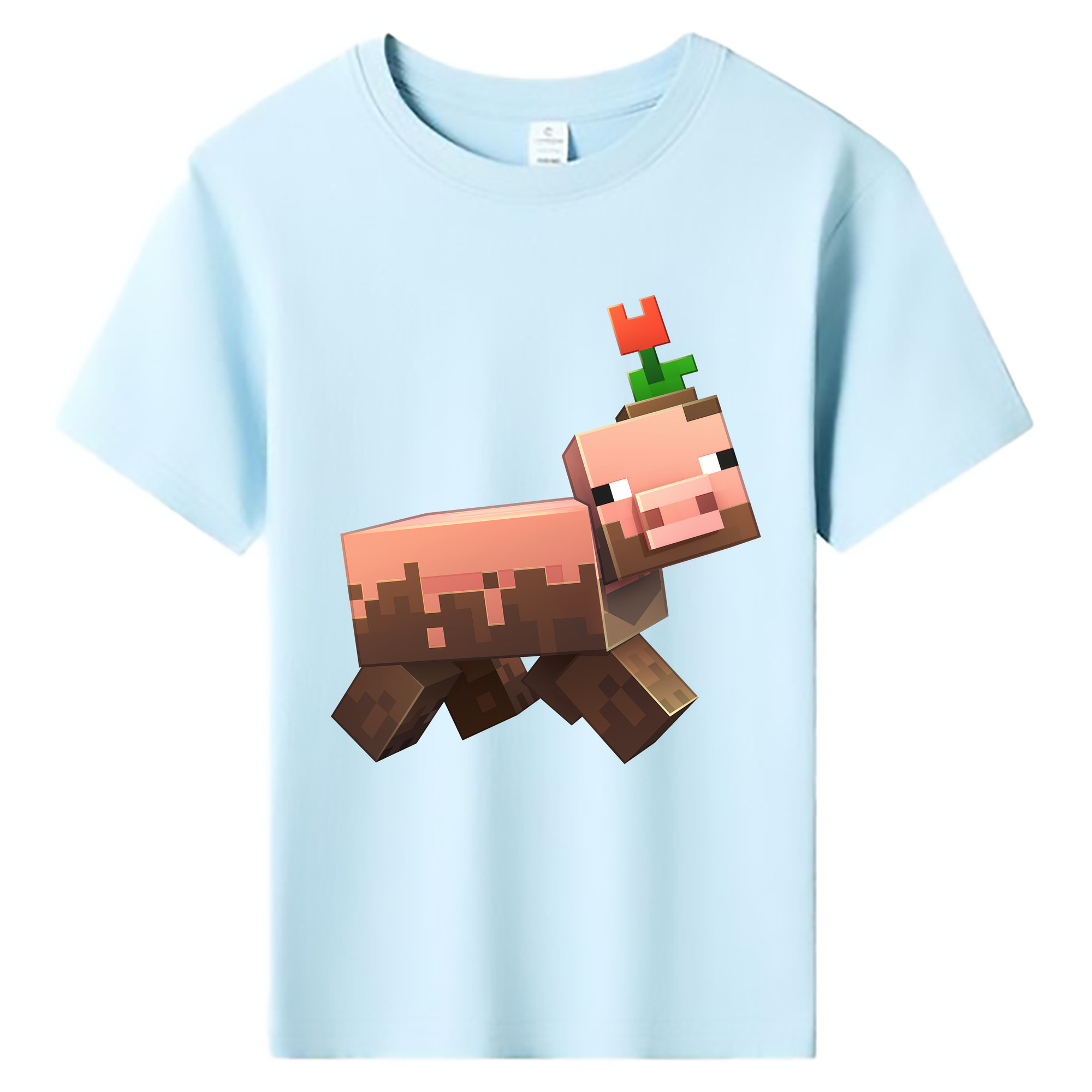 （画像用） マインクラフト ブロックの世界 Minecraft MC Block world 綿100％キッズTシャツ（フロントプリント）